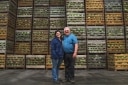 The owners, Germaine et René Bérard, in front of their cabbage warehouse