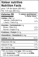 Poutine Gravy 25% less salt Nutrition Facts