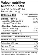 Sugar Cream Pie Nutrition Facts