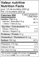 Tourtiere Nutrition Facts