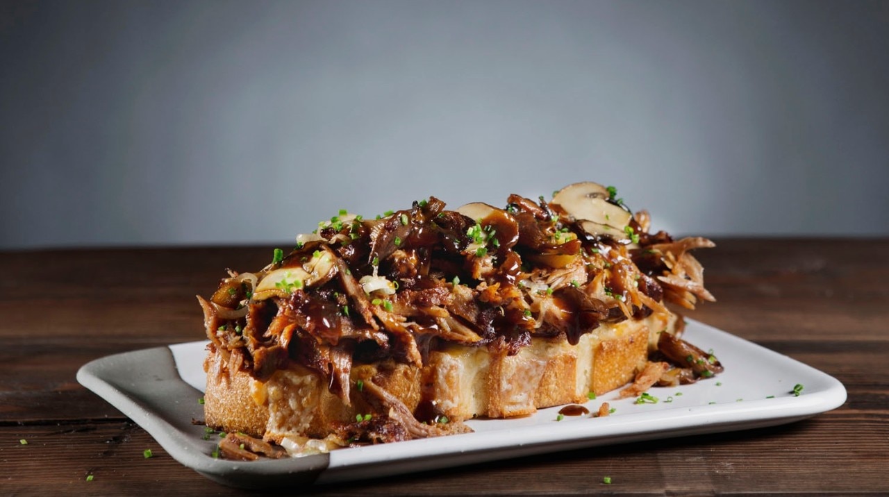 Texan Style Pork Back Ribs and Mushrooms on Toast