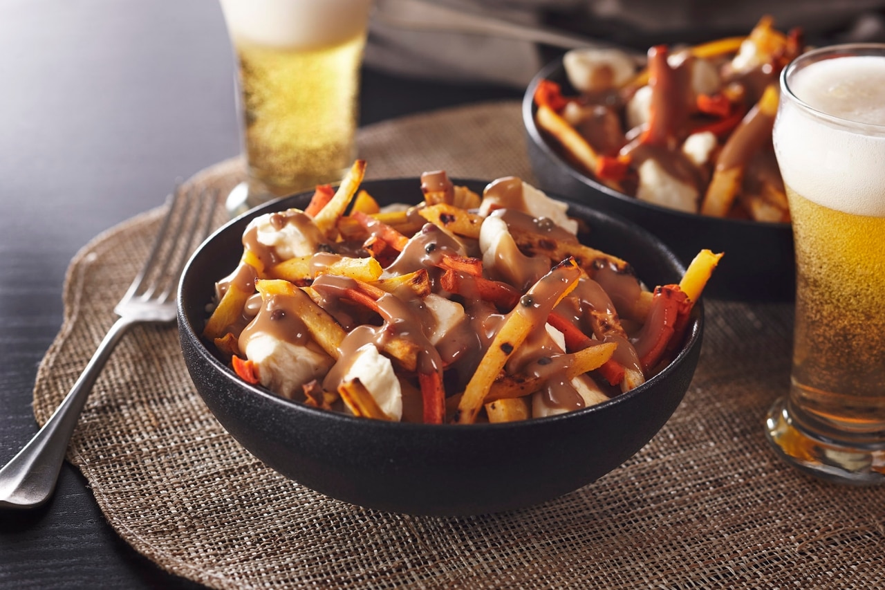 Root Veggie Poutine with Pepper Sauce