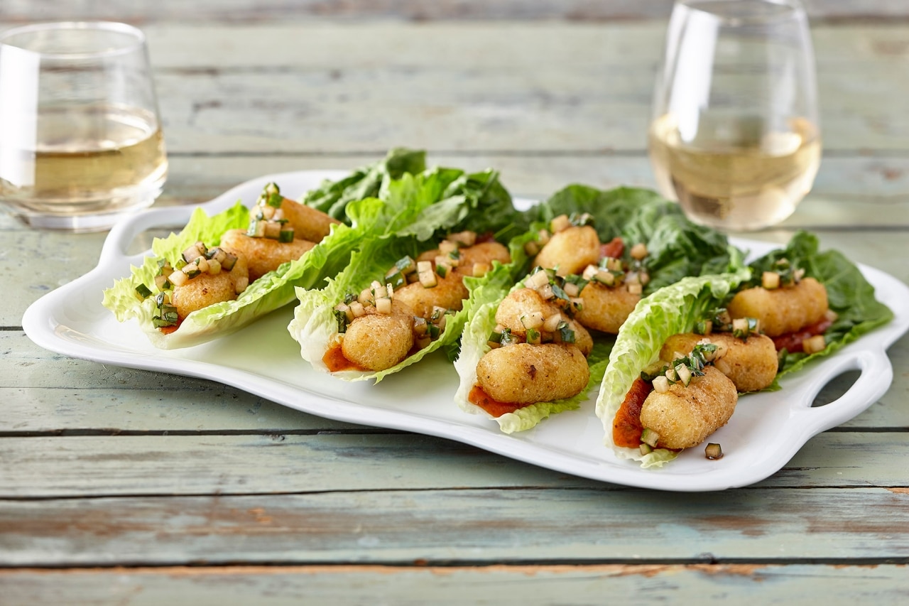 Lettuce Tacos with Crispy Cheese and Cucumber Basil Salsa