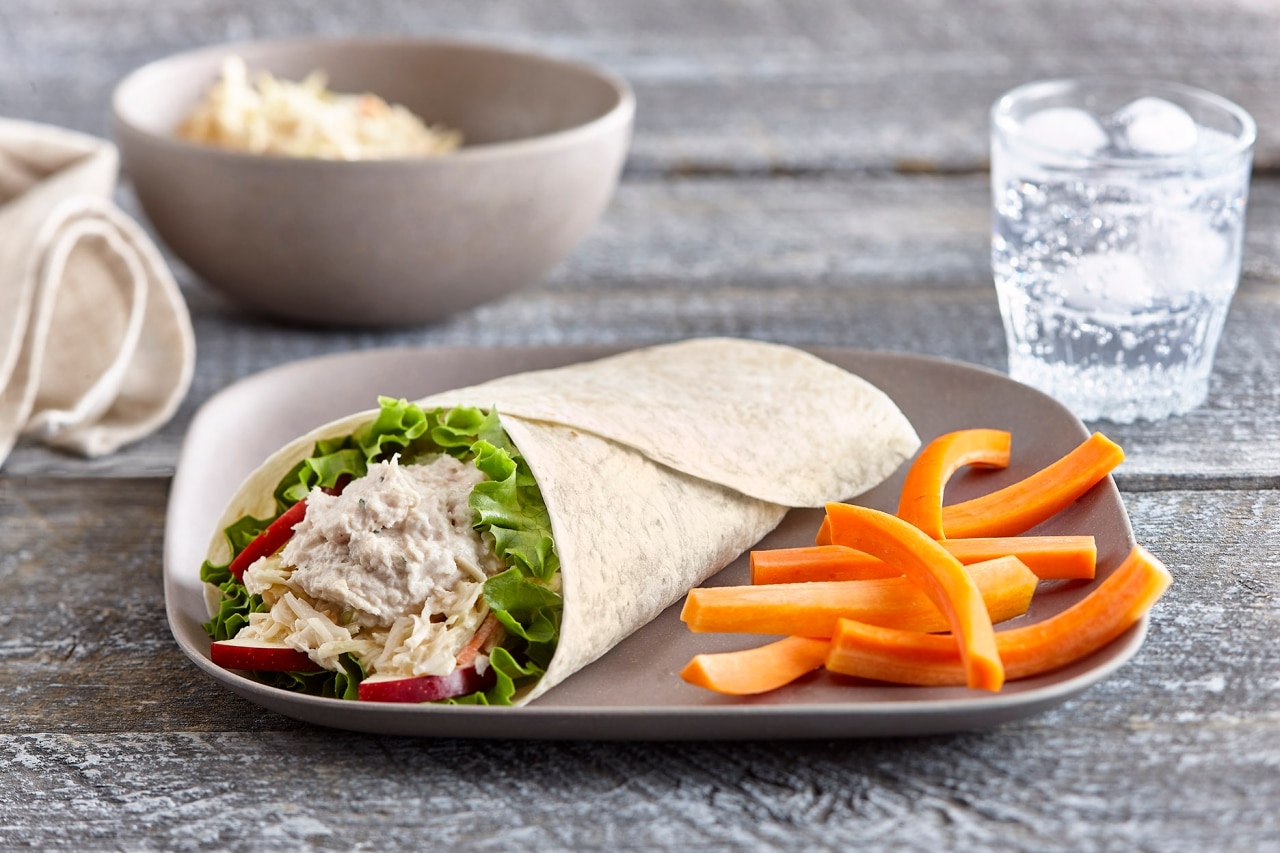 Creamy Sesame Chicken and Coleslaw Wrap