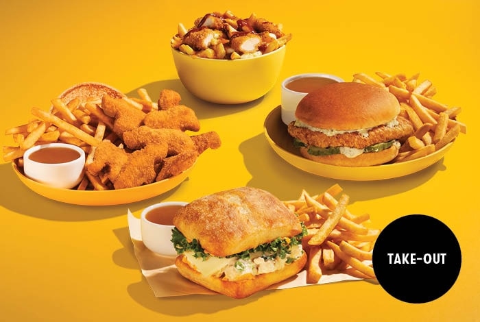 4 St-Hubert meals with a "Take-out" mention