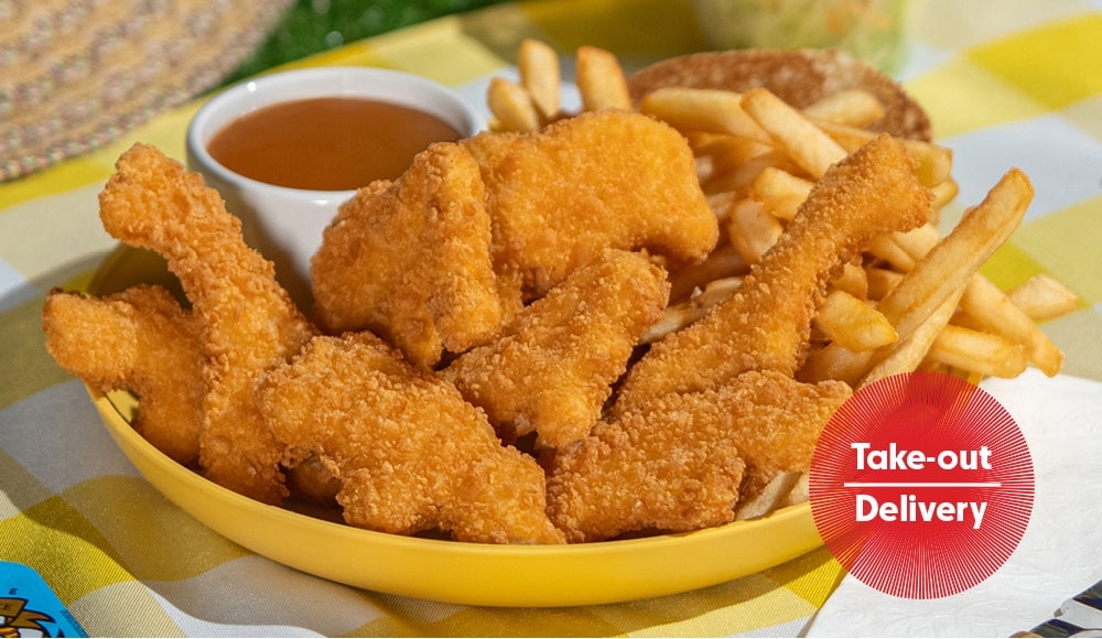 Picture of 8 tender animal-shaped seasoned crispy chicken nuggets from the Zoo Meal (8 pieces).
