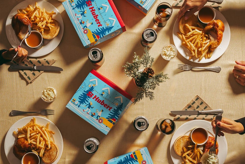 St-Hubert's Holiday Economix, a mix of quarter leg and breast meals with all the sides and a soft drink per meal.