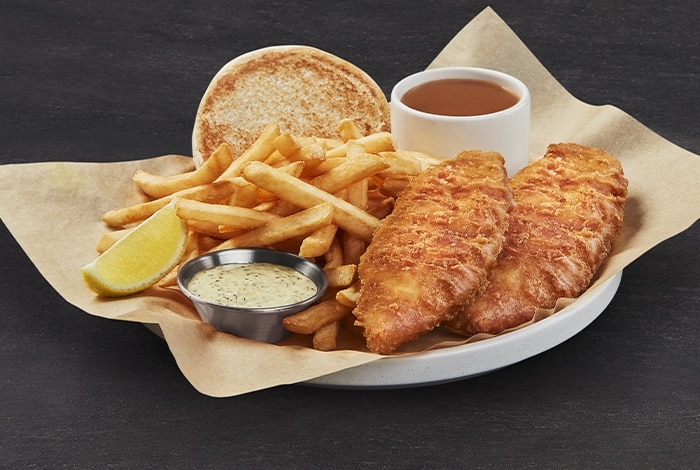 Image of a main course to illustrate the new Fish & Chips