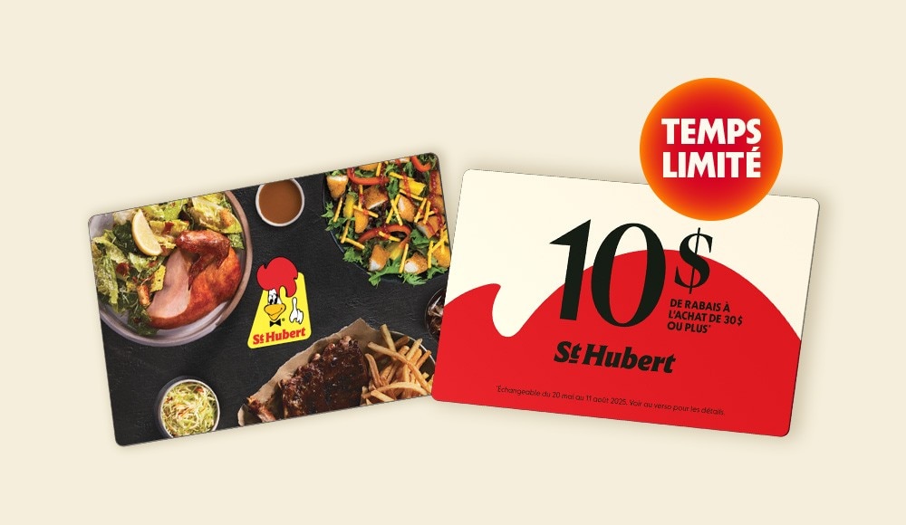 Obtenez une carte-rabais de 10 $, à l’achat d’une carte-cadeau de 50 $.