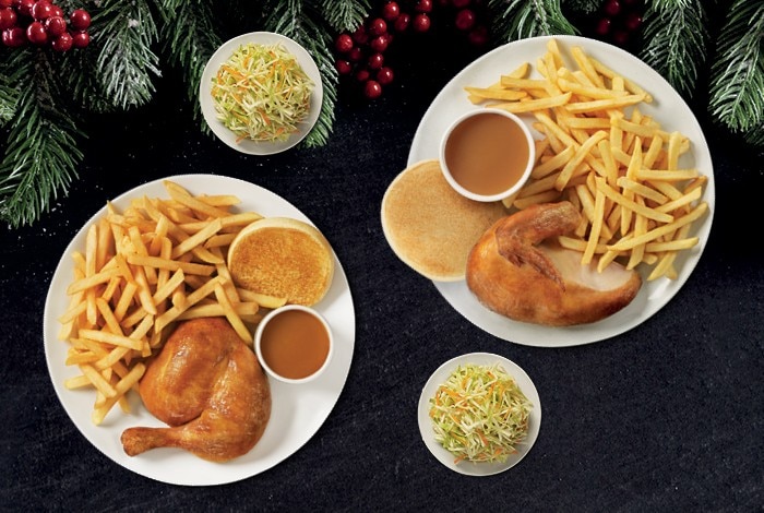 L’Éconofêtes des restaurants St-Hubert, repas quarts de poulet cuisse et poitrine et Coca-Cola à prix réduit.