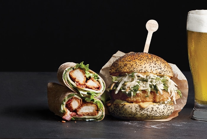 Deux items de plats principaux pour illustrer nos sandwichs, wraps et burgers