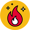 Flames and sparkles icon