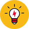 Lightbulb with a lightning symbol icon