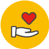 Heart on hand icon