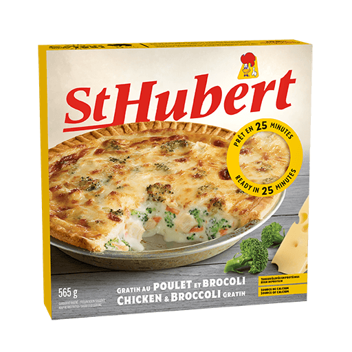 Gratin de poulet & brocoli sur pain naan Recette StHubert
