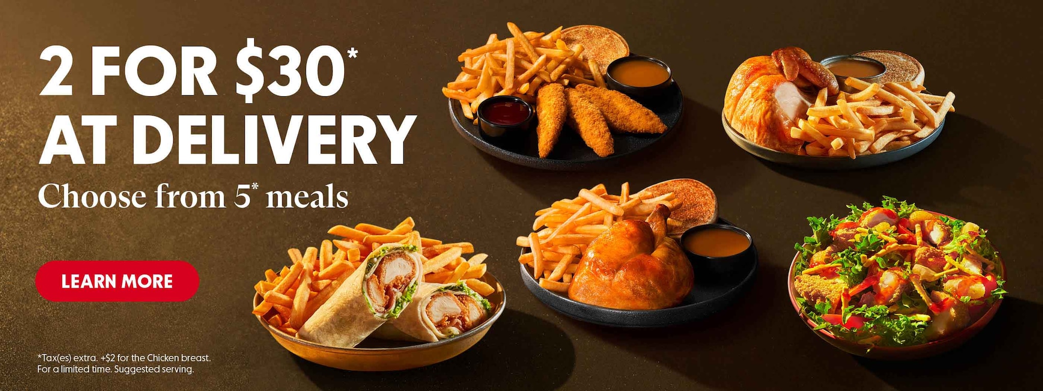 2 meals for $30 